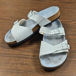 Birki’s Striped Sandals • Size 41 • Light Blue & White